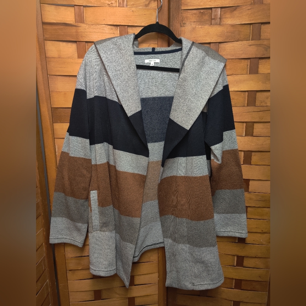 Maurices striped hooded sweater pockets Navy Rust Gray Taupe Womens XXL PLUS